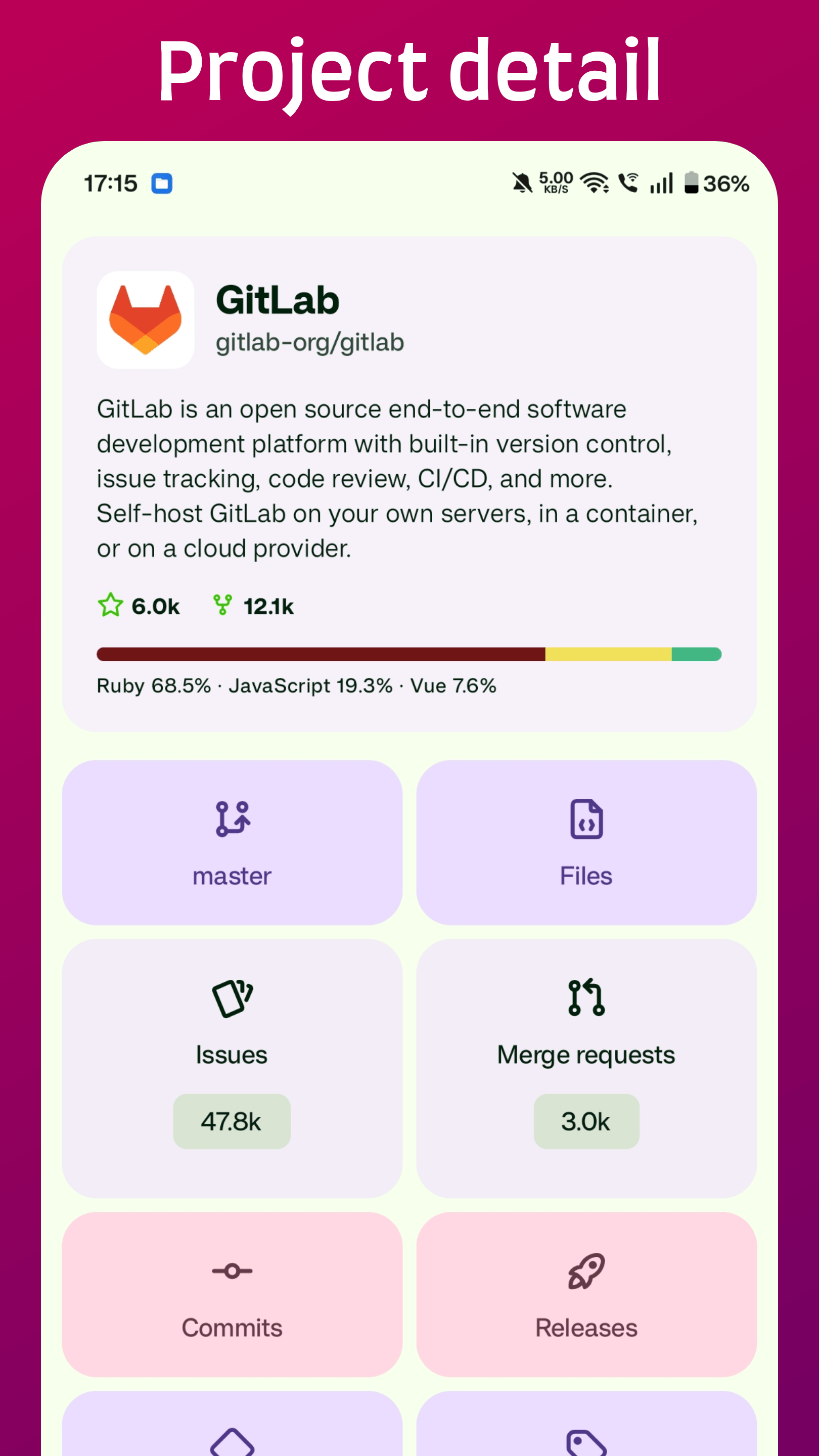 Project issues view